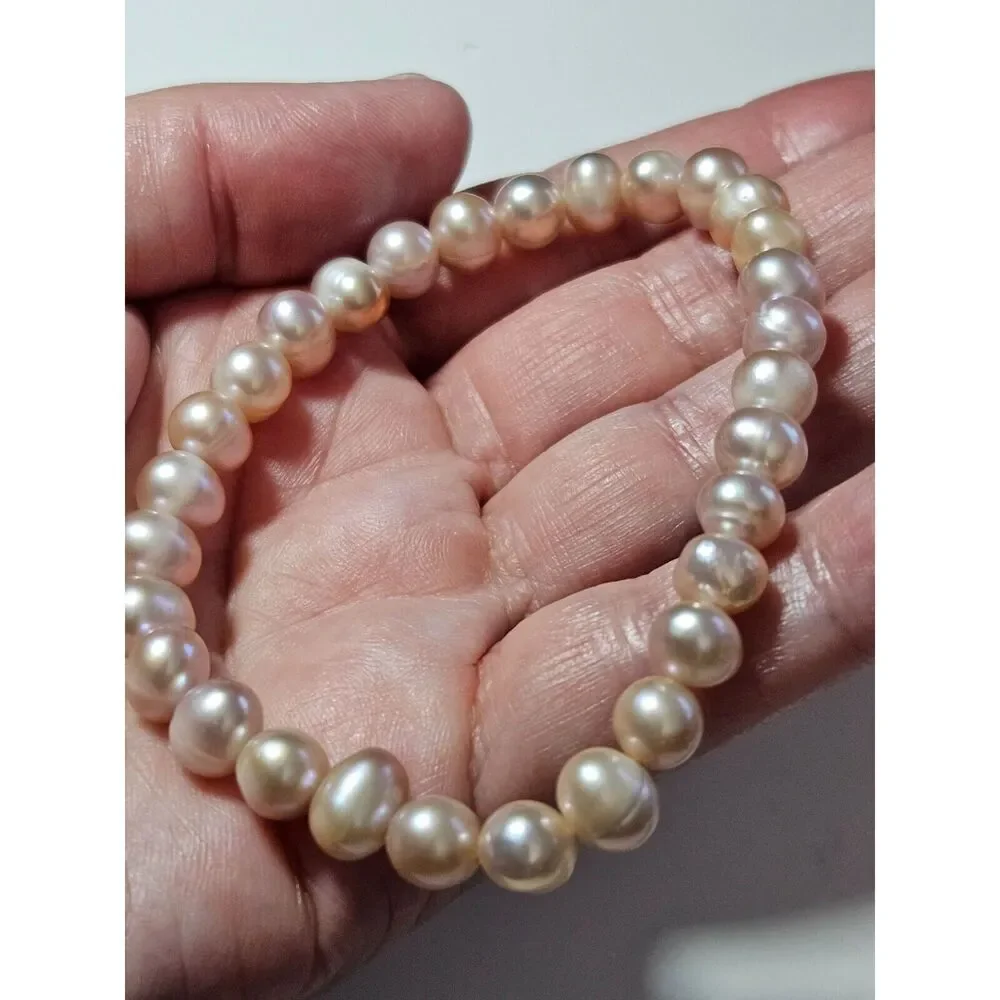 Pink freshwater pearl bracelet 7